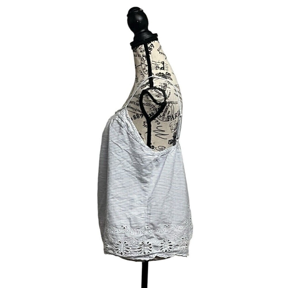 Tabitha Webb Sleepwear Blue Striped Cotton Lace Hem Cami XL Womens Sleeveless - Picture 4 of 8